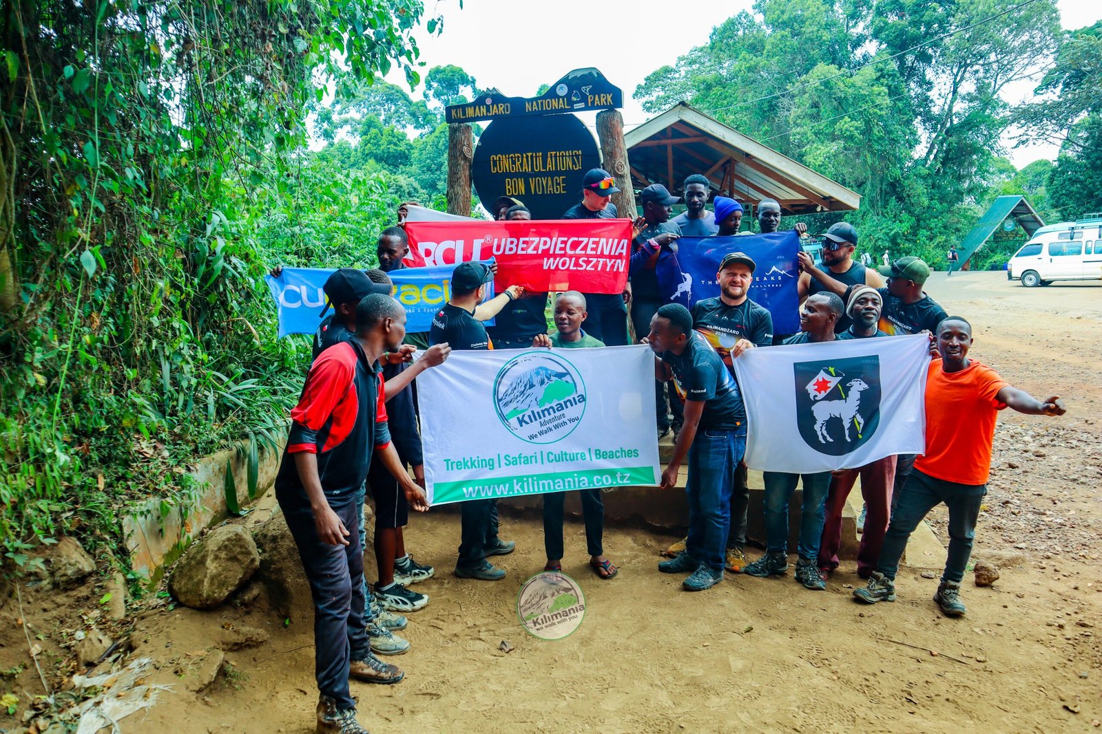Kilimania climbing team near the summit of Kilimanjaro