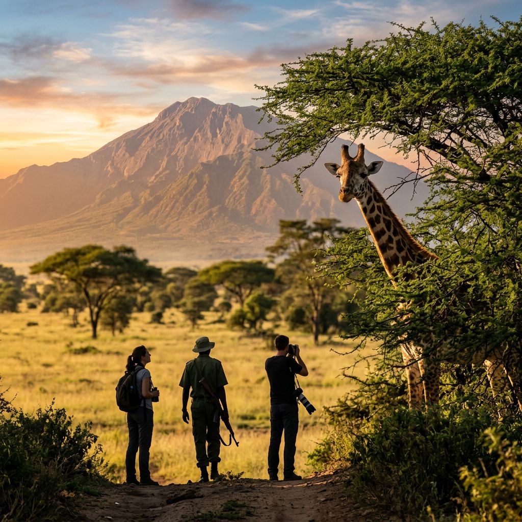 Walking safari Arusha National Park Tanzania giraffe Mount Meru