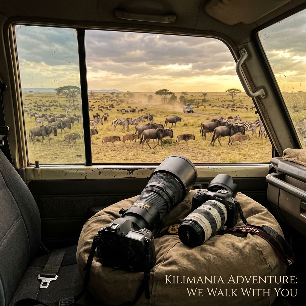 Best lenses safari photography Tanzania Ndutu calving season dual body setup