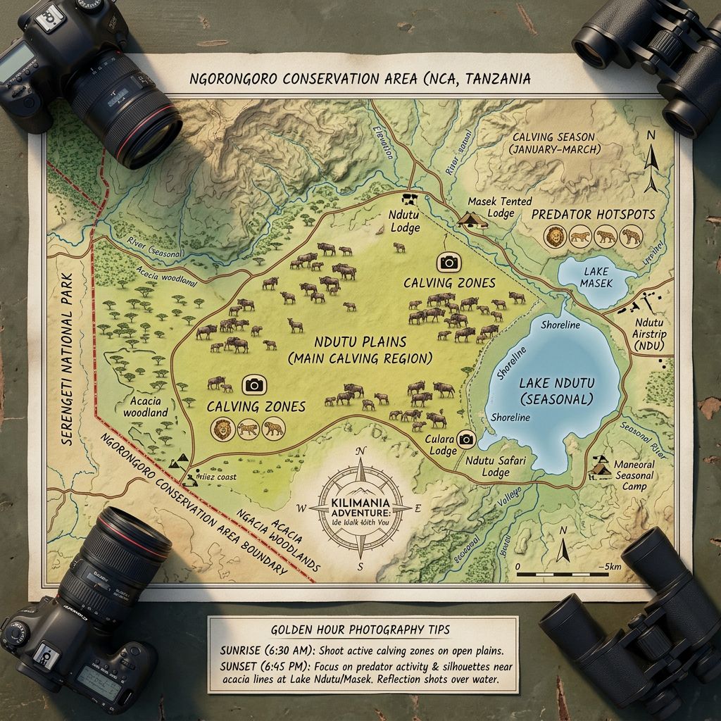 Map Ndutu Wildlife Photography Safari Calving Season