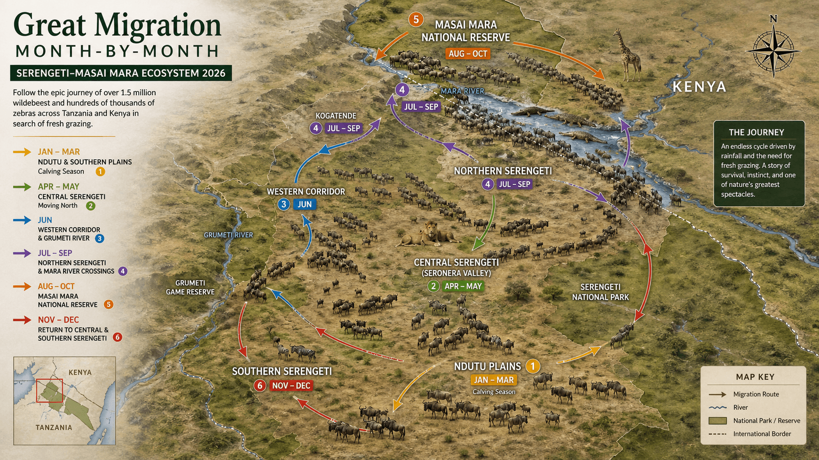 Serengeti Migration Month By Month: A First-Time Guide 2026 1 Serengeti Migration Month by Month: First-Timer's Guide 2026