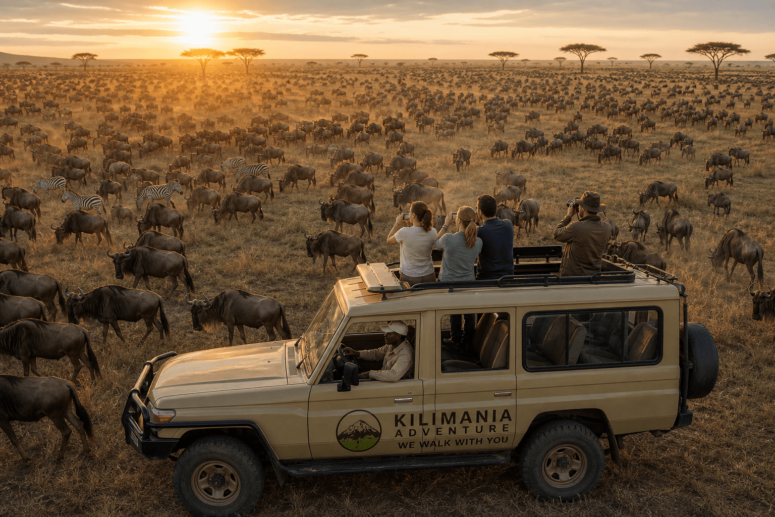Serengeti migration month by month wildebeest herd Seronera Valley first safari Tanzania