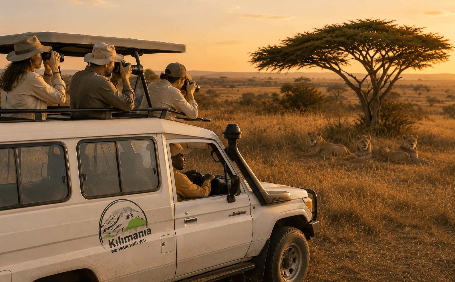 Serengeti National Park safari guide Kanti Kessy scanning Seronera Valley plains Land Cruiser roof hatch Tanzania 2026