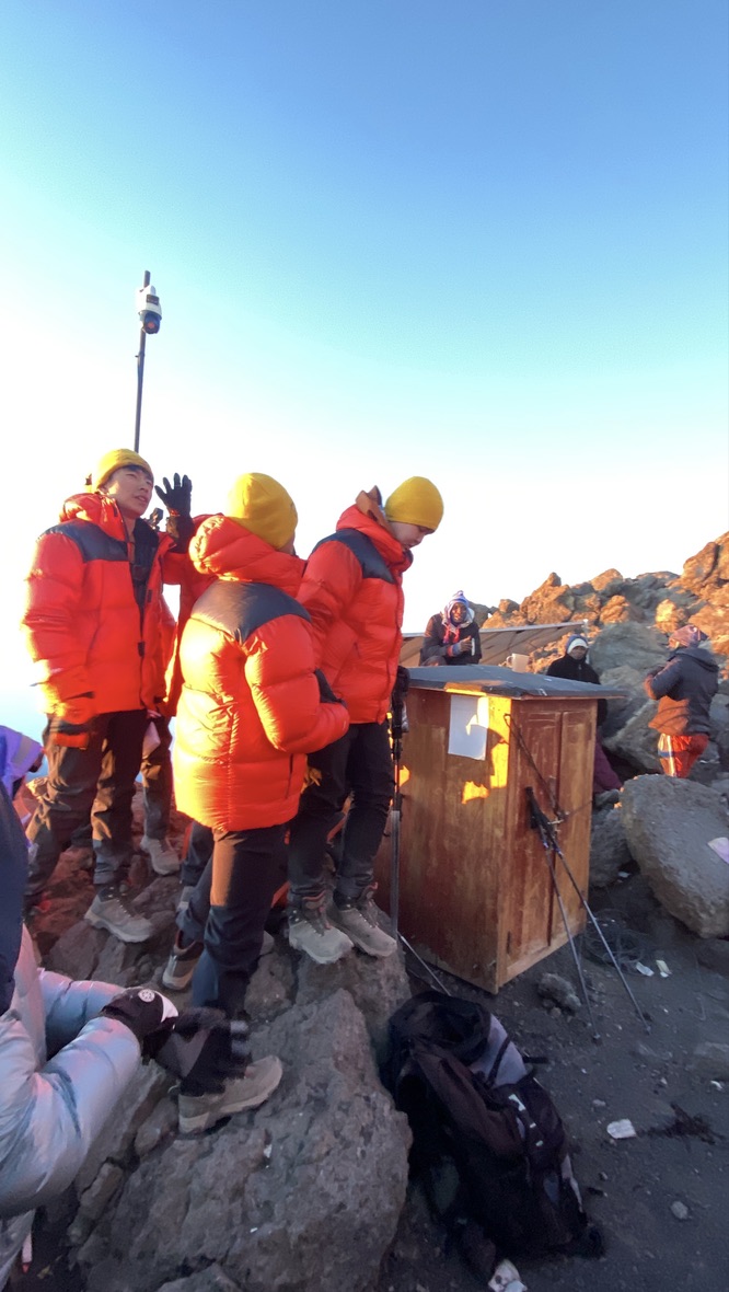 Communications equipment near Gilman's Point on Kilimanjaro at sunrise
