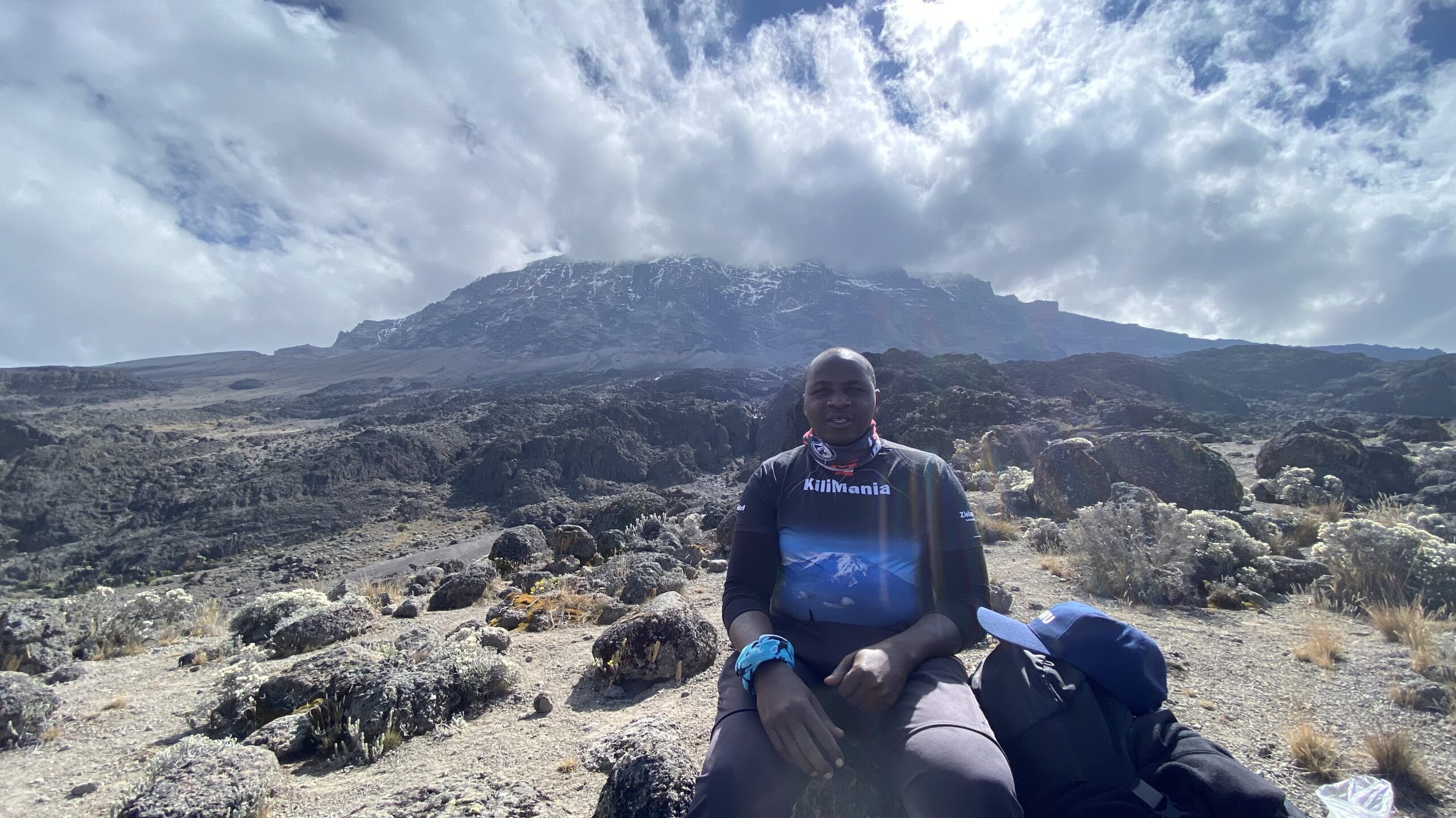 Sabinus Msimba with the Kilimania Adventure guiding team on Kilimanjaro
