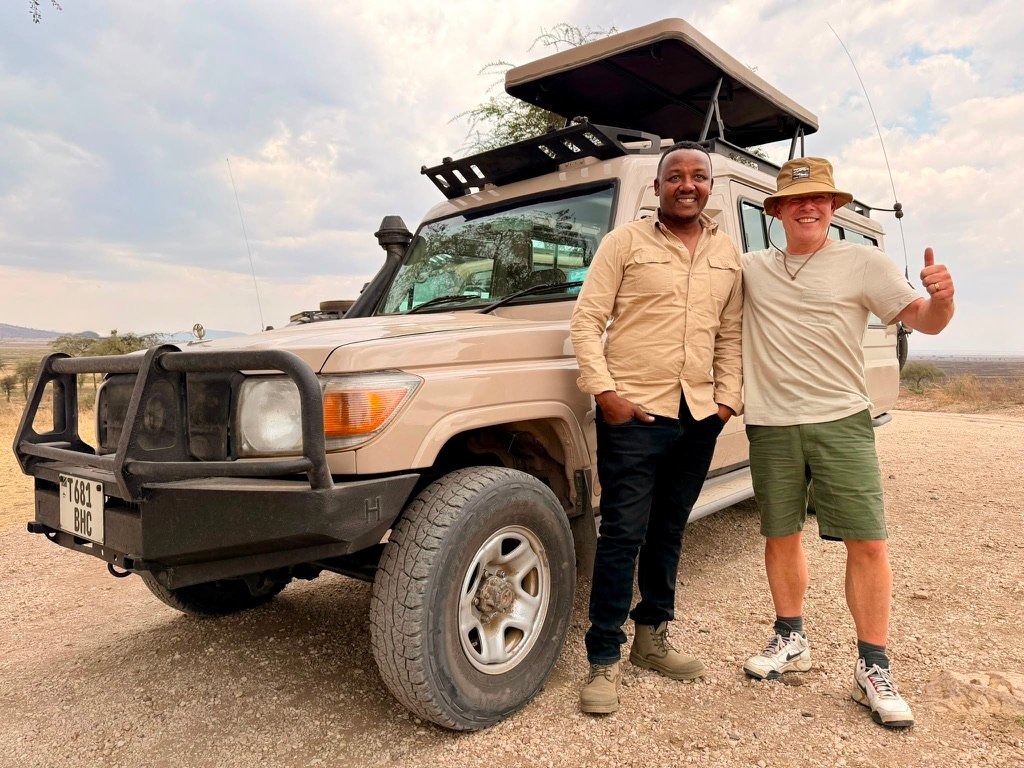 Kilimania guide and guest on a day trip from Arusha