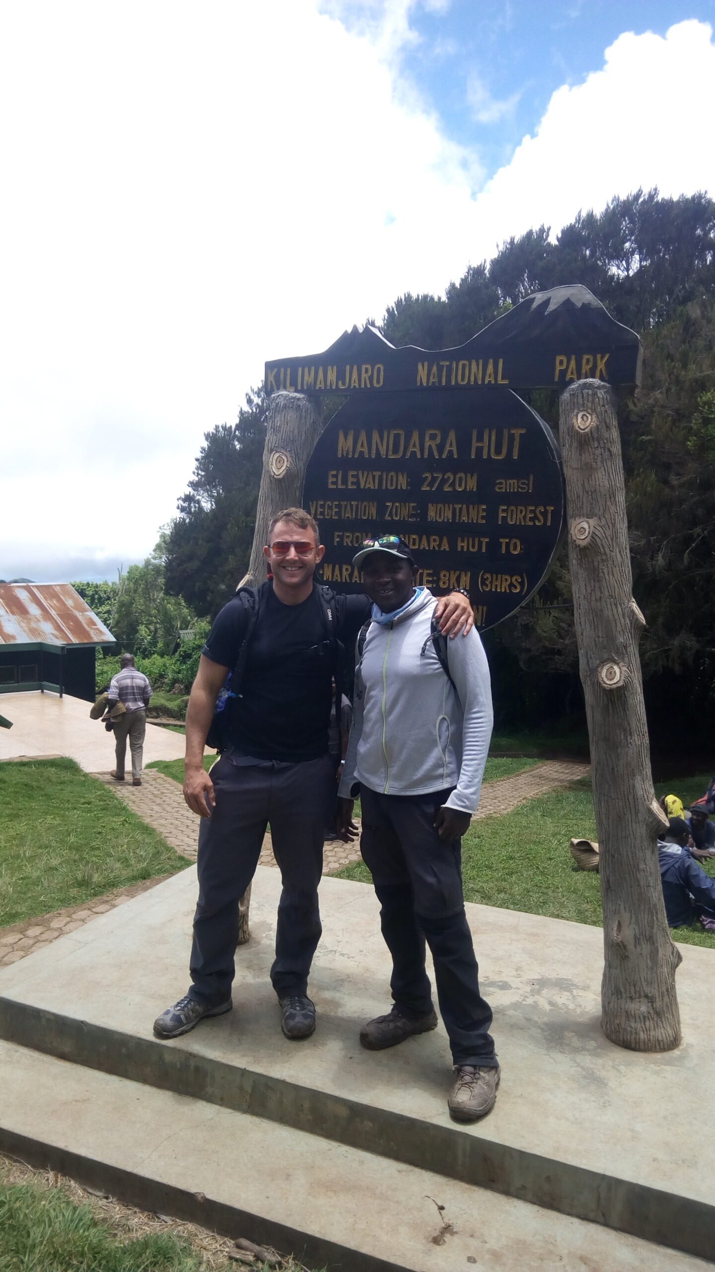 Sabinus Msimba at Mandara Hut on the Marangu route during the Kilimanjaro day hike