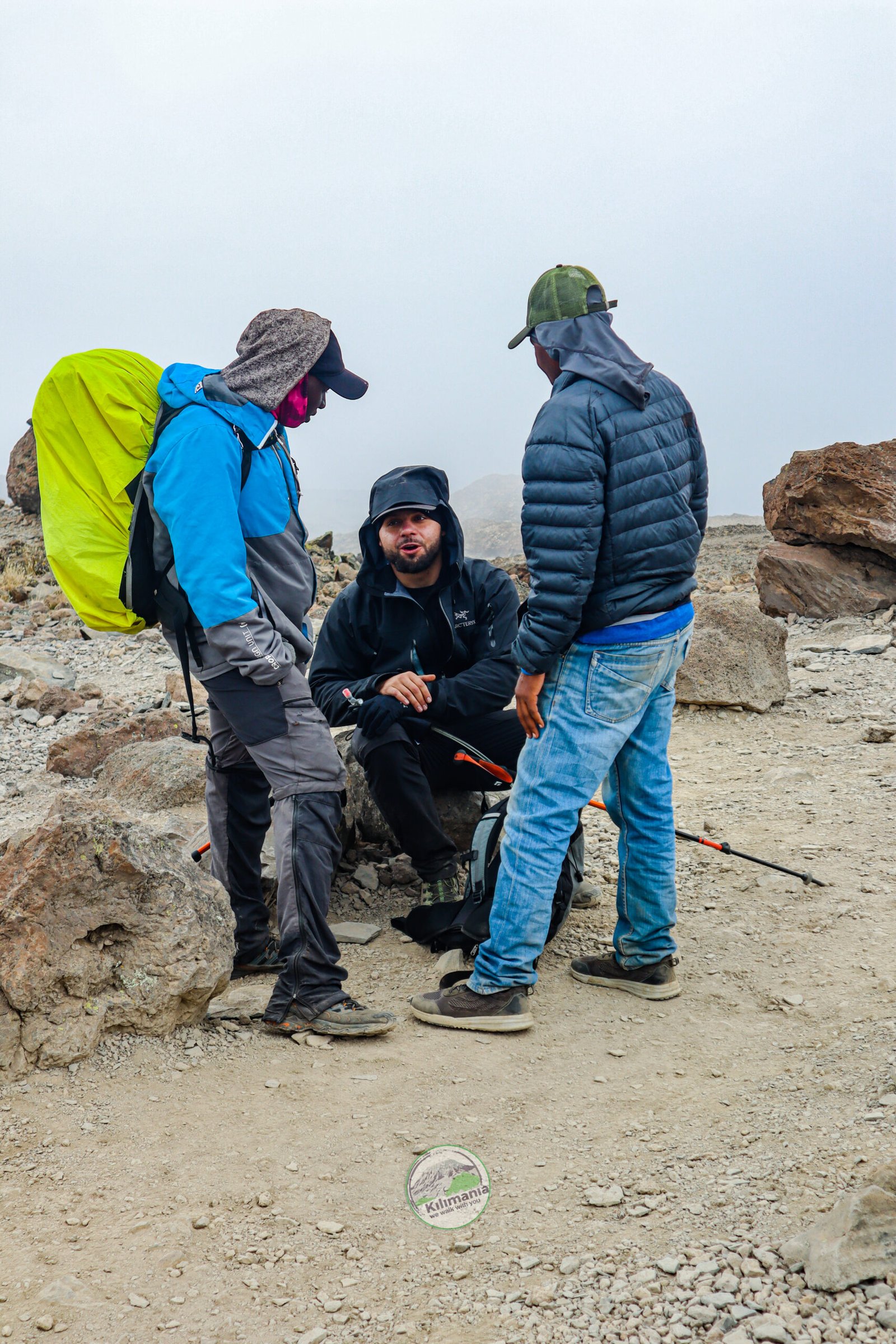 Sabinus Msimba and Isack Mlala performing a daily altitude health check on Kilimanjaro